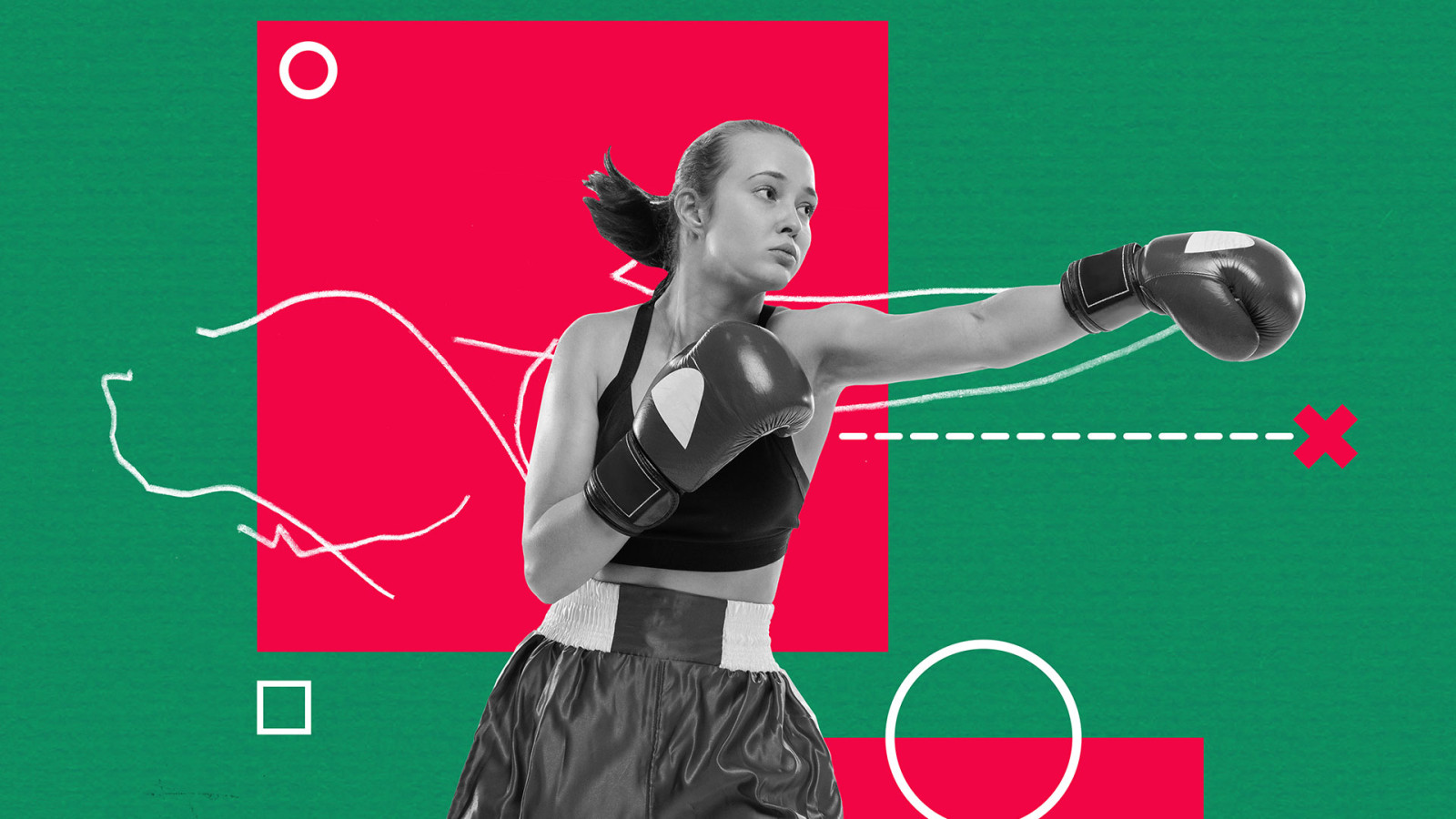 Contemporary art collage of female boxer. Contemporary art collage of female boxer.