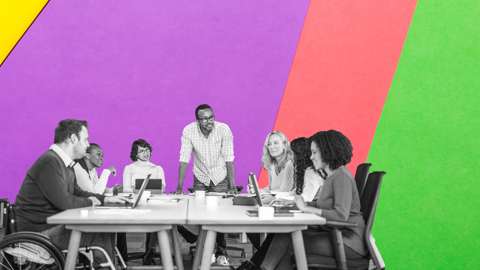 Collage style image. Diverse group of people having a meeting. Collage style image. Diverse group of people having a meeting.
