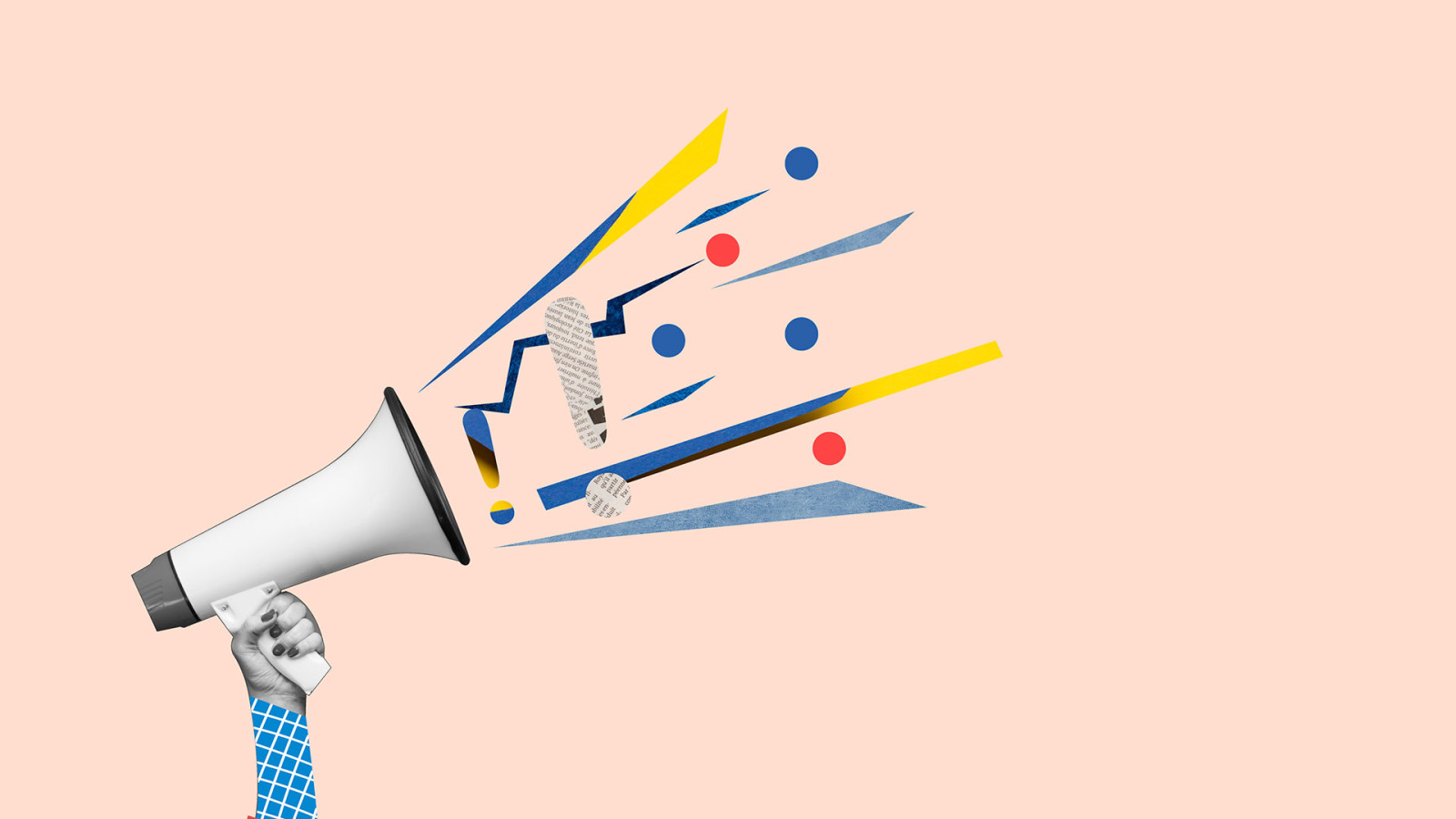 Human hand holding megaphone. Pop art design Human hand holding megaphone. Pop art design