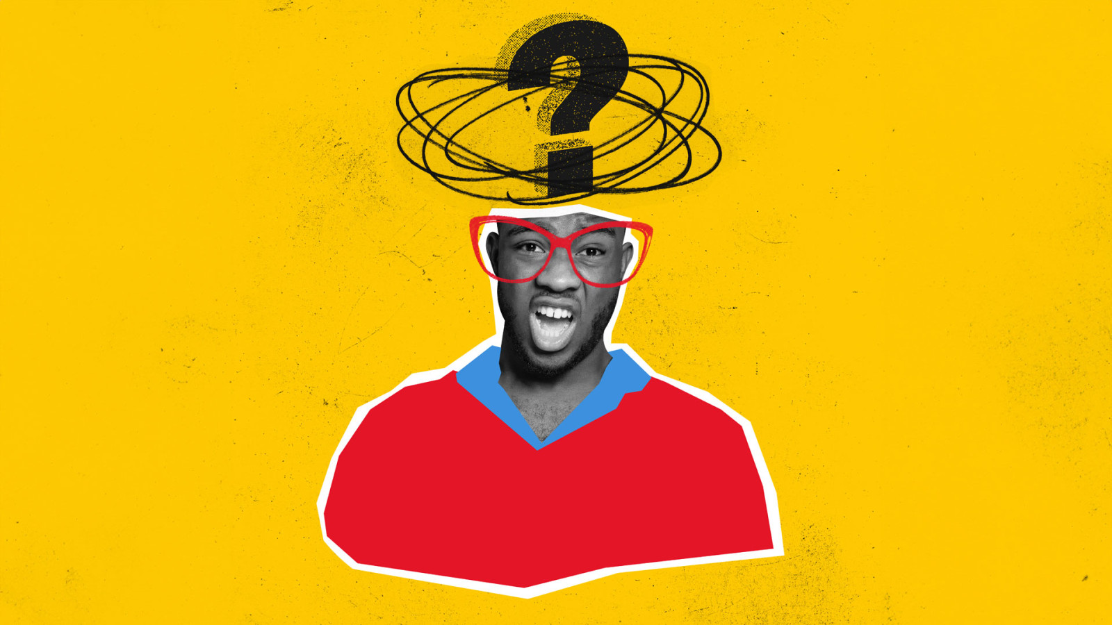 Young man with question mark in his head isolated over abstract background. Young man with question mark in his head isolated over abstract background.